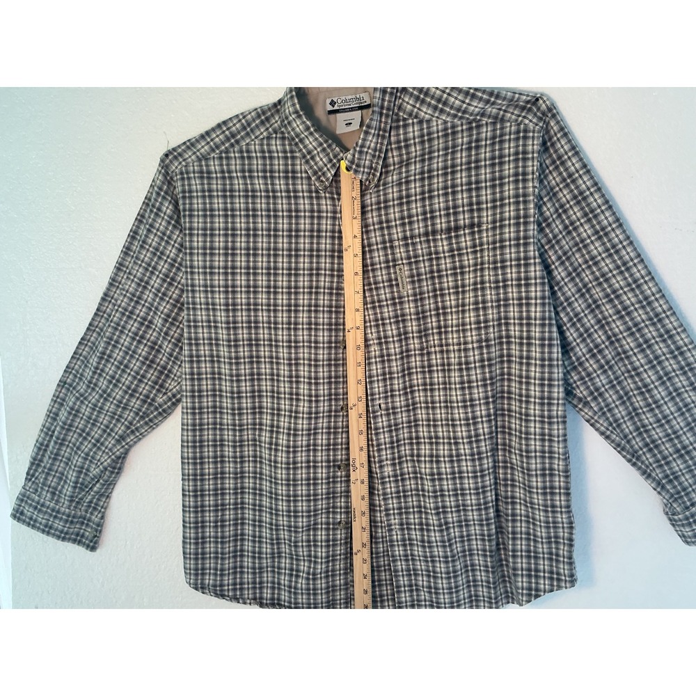 Columbia Sportswear Mens Large Blue Grey Plaid Long Sleeve Button Down Shirt - Picture 5 of 7